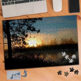 337 Gün Batımında Ağaç Silüeti 240 Parça Puzzle Yapboz Tablo