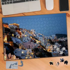 339 Yunanistan Beyaz Evler Mimari 240 Parça Puzzle Yapboz Tablo