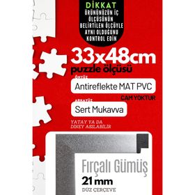 33x48 Gümüş Pvcli Postersiz Puzzle Çerçevesi