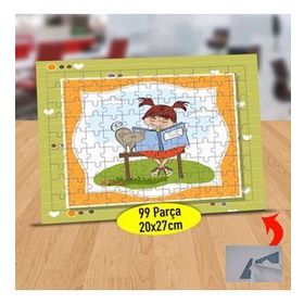 340 Kedisine Kitap Okuyan Mutlu Kız 99 Parça Puzzle Yapboz Tablo