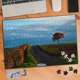 342 Uzun Yol Üstünde Ağaç Manzara 240 Parça Puzzle Yapboz Tablo