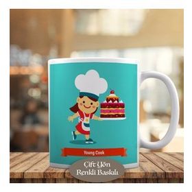 3446-208 Pasta Yapan Sevimli Kız Kupa Bardak