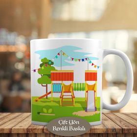 3446-280 Renkli Ağaçlı Park Kupa Bardak