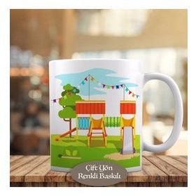 3446-280 Renkli Ağaçlı Park Kupa Bardak