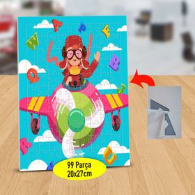 3446668 Harflerle Uçan Pilot Kız 99 Parça Puzzle Yapboz Tablo