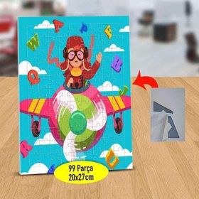 3446668 Harflerle Uçan Pilot Kız 99 Parça Puzzle Yapboz Tablo