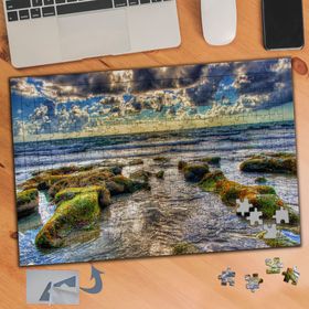 345 Yosunlu Taşlar Deniz Manzarası 240 Parça Puzzle Yapboz Tablo