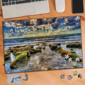 345 Yosunlu Taşlar Deniz Manzarası 240 Parça Puzzle Yapboz Tablo