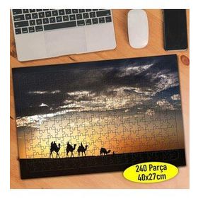 345716 Deve ve İnsan Silüetleri Manzara 240 Parça Puzzle Yapboz