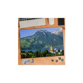 346 Yerleşik Şehir ve Dağ Manzarası 240 Parça Puzzle Yapboz Tablo