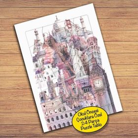 34787 Saat Kulesi Mimari Köprü Çocuklara Özel Puzzle Yapboz Tablo