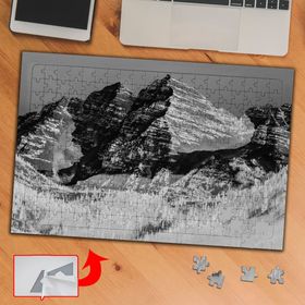 349 Siyah Beyaz Dağ Doğa 240 Parça Puzzle Yapboz Tablo