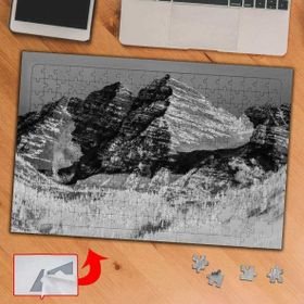 349 Siyah Beyaz Dağ Doğa 240 Parça Puzzle Yapboz Tablo