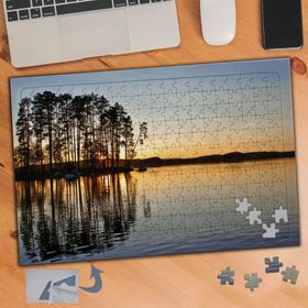 352 Denize Ağaç Yansıması Gün Batımı 240 Parça Puzzle Yapboz Tablo