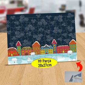 3566 Kar Kristalleri ve Ev Manzarası 99 Parça Puzzle Yapboz Tablo