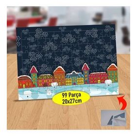 3566 Kar Kristalleri ve Ev Manzarası 99 Parça Puzzle Yapboz Tablo