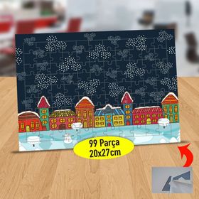 3566 Kar Kristalleri ve Ev Manzarası 99 Parça Puzzle Yapboz Tablo