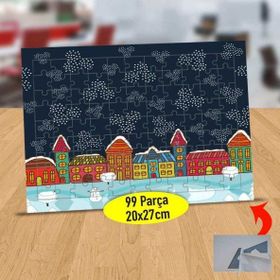 3566 Kar Kristalleri ve Ev Manzarası 99 Parça Puzzle Yapboz Tablo