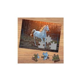 3591161 Ormanda Koşan Beyaz At Çocuklara Özel Puzzle Yapboz Tablo