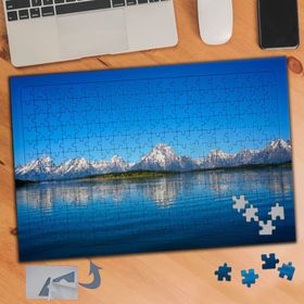 361 Mavi Deniz ve Karlı Dağ Manzara 240 Parça Puzzle Yapboz Tablo