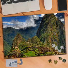 364 Yeşil Görkemli Dağ Manzarası 240 Parça Puzzle Yapboz Tablo