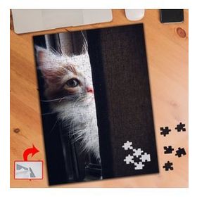 3664 Yarım Surat Beyaz Kedi 240 Parça Puzzle Yapboz Tablo