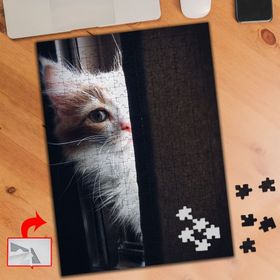 3664 Yarım Surat Beyaz Kedi 240 Parça Puzzle Yapboz Tablo