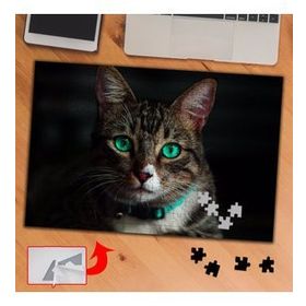 3674 Yeşil Gözlü Sevimli Kedi 240 Parça Puzzle Yapboz Tablo