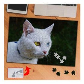 3689 Mavi Yeşil Gözlü Van Kedisi 240 Parça Puzzle Yapboz Tablo