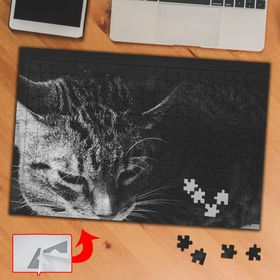 3693 Siyah Beyaz Uyuyan Kedi 240 Parça Puzzle Yapboz Tablo