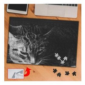 3693 Siyah Beyaz Uyuyan Kedi 240 Parça Puzzle Yapboz Tablo