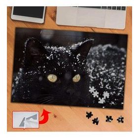 3694 Sarı Gözlü Siyah Kedi 240 Parça Puzzle Yapboz Tablo