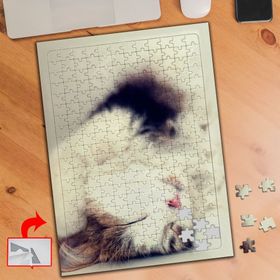 3697 Ters Yatan Uykucu Kedi 240 Parça Puzzle Yapboz Tablo