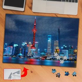 3704 Gökdelenli Şehir Gece Manzara 240 Parça Puzzle Yapboz Tablo