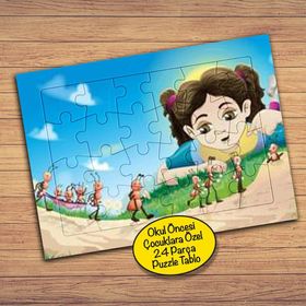 37040 Karıncalara Bakan Kız Çocuklara Özel Puzzle Yapboz Tablo