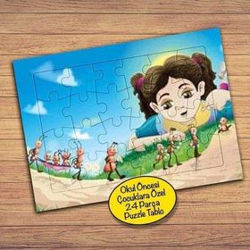 37040 Karıncalara Bakan Kız Çocuklara Özel Puzzle Yapboz Tablo