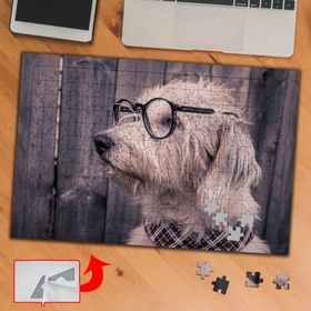 3712 Fularlı Gözlüklü Köpek 240 Parça Puzzle Yapboz Tablo