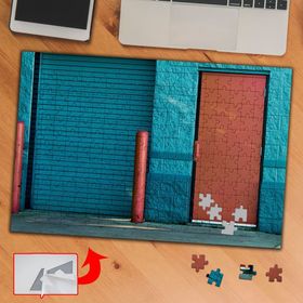 3737 Mavi Renkli Duvar Görüntüsü 240 Parça Puzzle Yapboz Tablo