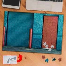 3737 Mavi Renkli Duvar Görüntüsü 240 Parça Puzzle Yapboz Tablo