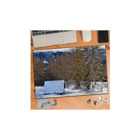 374 Kar Kaplı Ev Ağaç Manzara 240 Parça Puzzle Yapboz Tablo