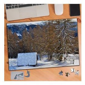 374 Kar Kaplı Ev Ağaç Manzara 240 Parça Puzzle Yapboz Tablo