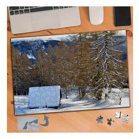 374 Kar Kaplı Ev Ağaç Manzara 240 Parça Puzzle Yapboz Tablo