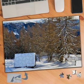 374 Kar Kaplı Ev Ağaç Manzara 240 Parça Puzzle Yapboz Tablo