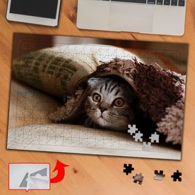3740 Battaniye Altında Küçük Kedi 240 Parça Puzzle Yapboz Tablo
