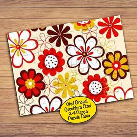 37725 Kırmızı Çiçekler Çocuklara Özel Puzzle Yapboz Tablo