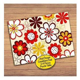 37725 Kırmızı Çiçekler Çocuklara Özel Puzzle Yapboz Tablo