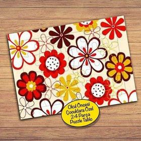 37725 Kırmızı Çiçekler Çocuklara Özel Puzzle Yapboz Tablo