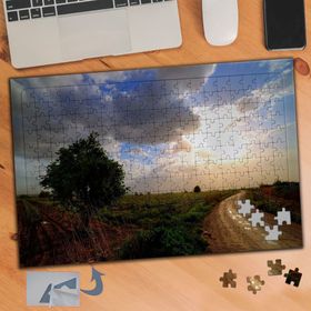 383 Tarla Kumlu Yol Ağaç 240 Parça Puzzle Yapboz Tablo