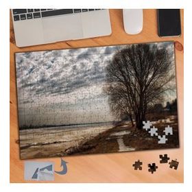 388 Kurumuş Ağaç Gökyüzü Deniz 240 Parça Puzzle Yapboz Tablo