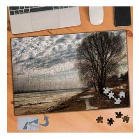 388 Kurumuş Ağaç Gökyüzü Deniz 240 Parça Puzzle Yapboz Tablo